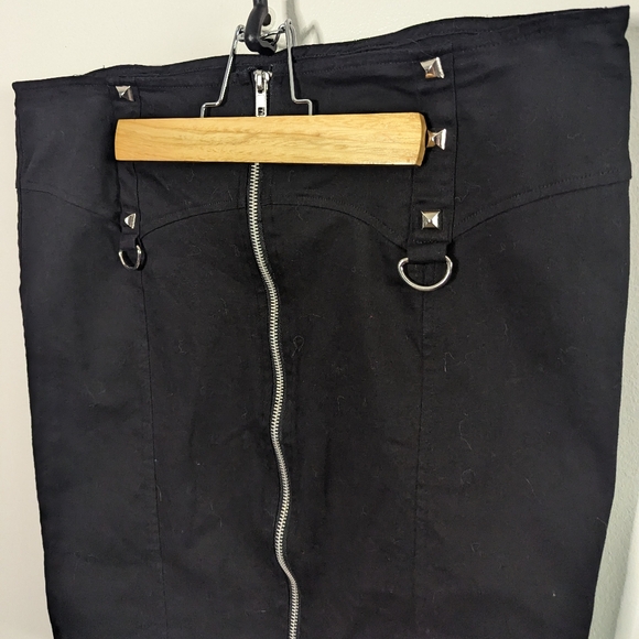 Lip Service Pencil Skirt with studs zip front black d rings 2XL XXL - Picture 2 of 8